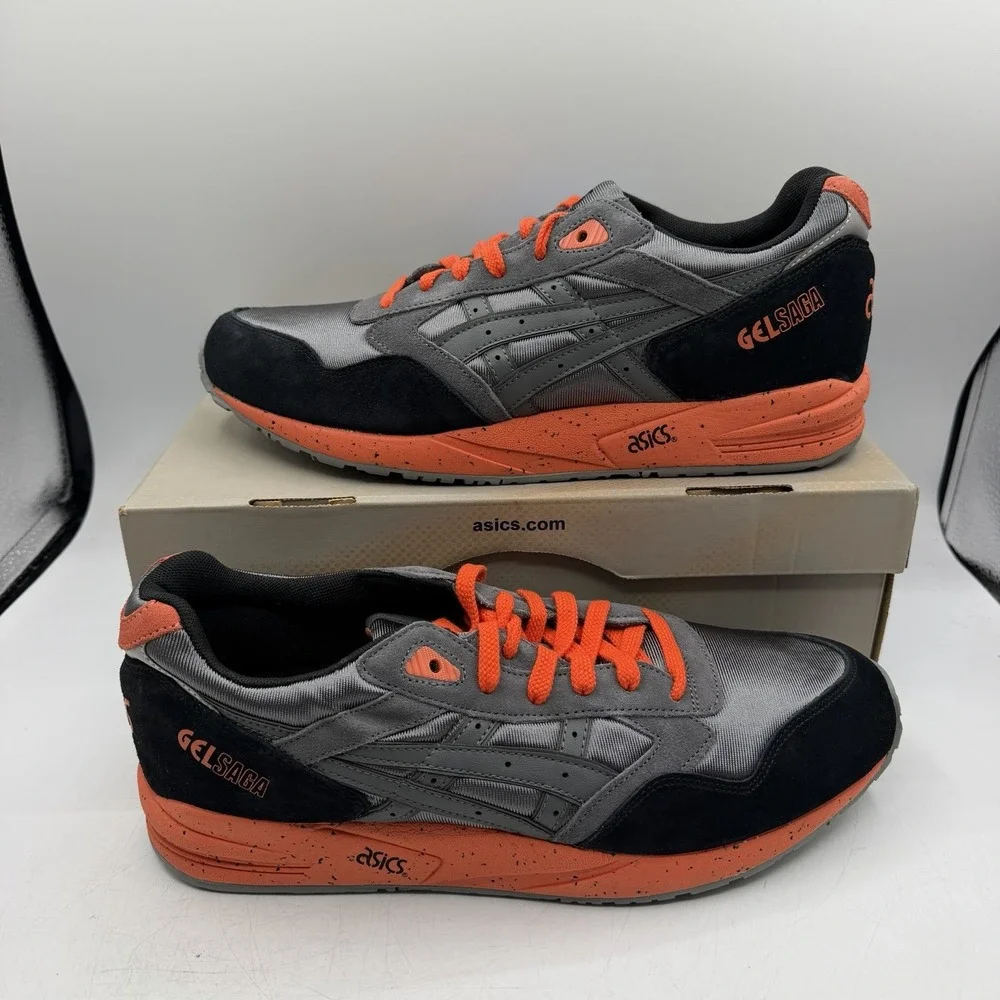Asics Gel Saga Shoes Mens Sz 11 Grey/Orange/Black Athletic Sneakers H137K-1105